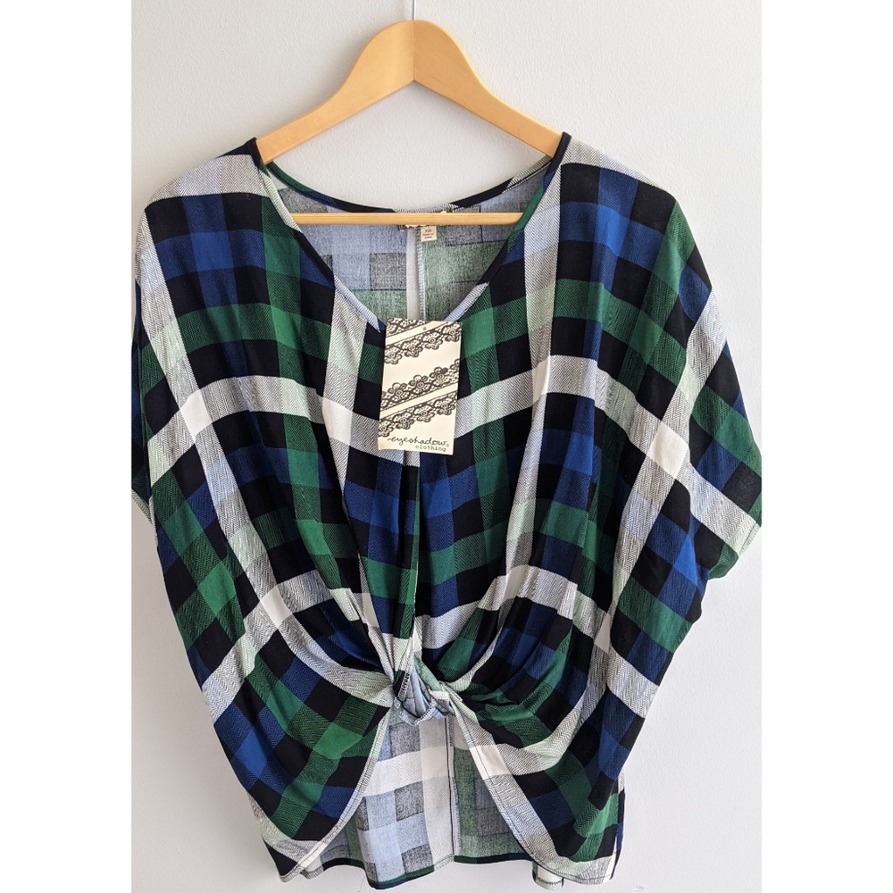 EyeShadow Girls Black, White Front Tie Shirt Tunic  Size: XS